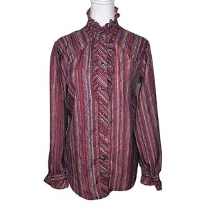 Vintage Circle T Button Down Shirt, Women’s Western Stripe Blouse Sz 16, Cowgirl